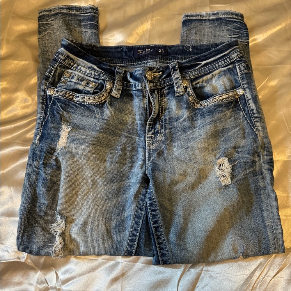 Miss Me Distressed Blue Jeans